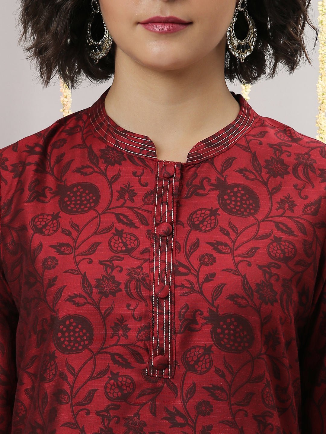 Maroon Poly Silk Embroidered Kurta Set - DWEEP SARA