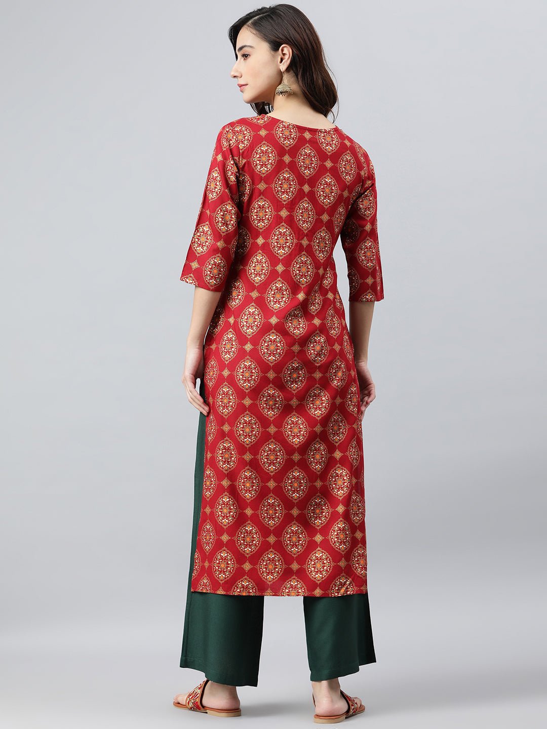 Maroon Rayon Ethnic Motifs Kurta Set - DWEEP SARA