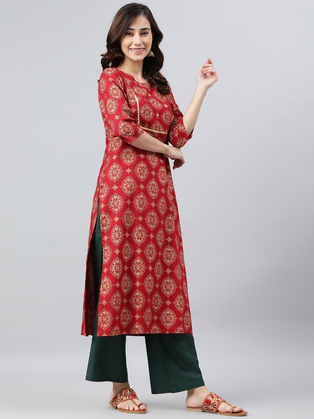 Maroon Rayon Ethnic Motifs Kurta Set - DWEEP SARA