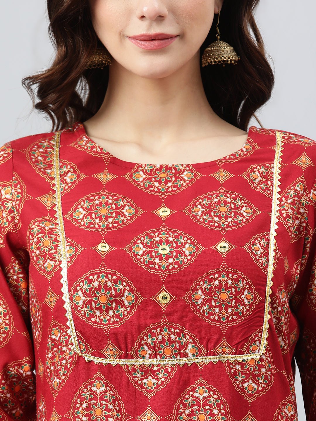 Maroon Rayon Ethnic Motifs Kurta Set - DWEEP SARA