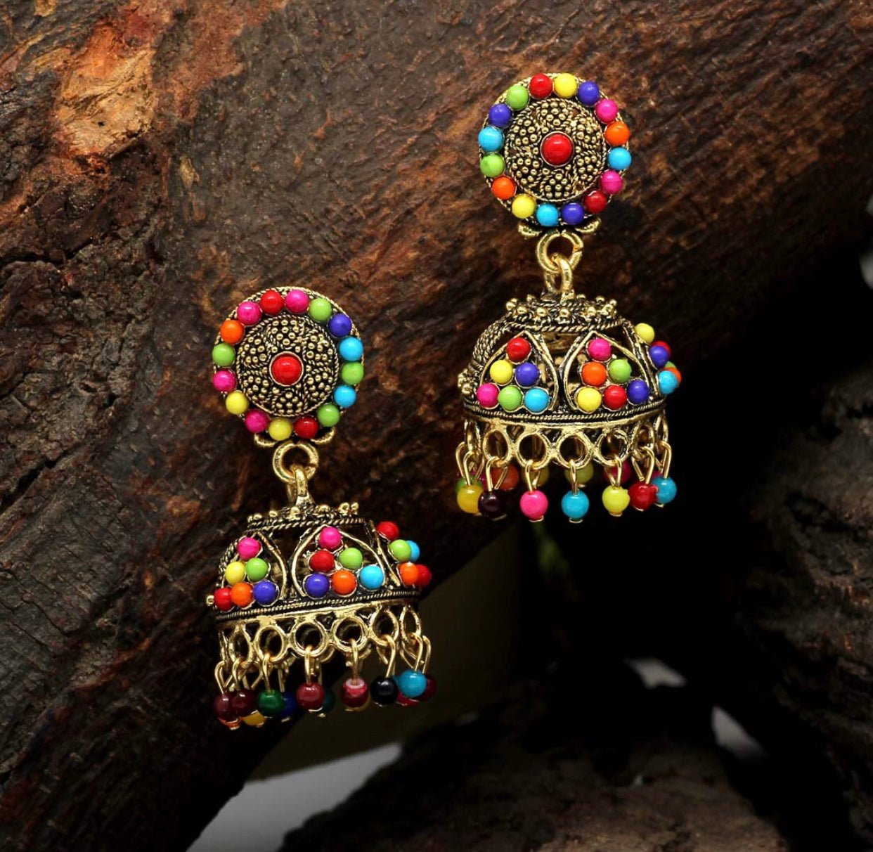 Multi Color Glass Stone Earring - DWEEP SARA