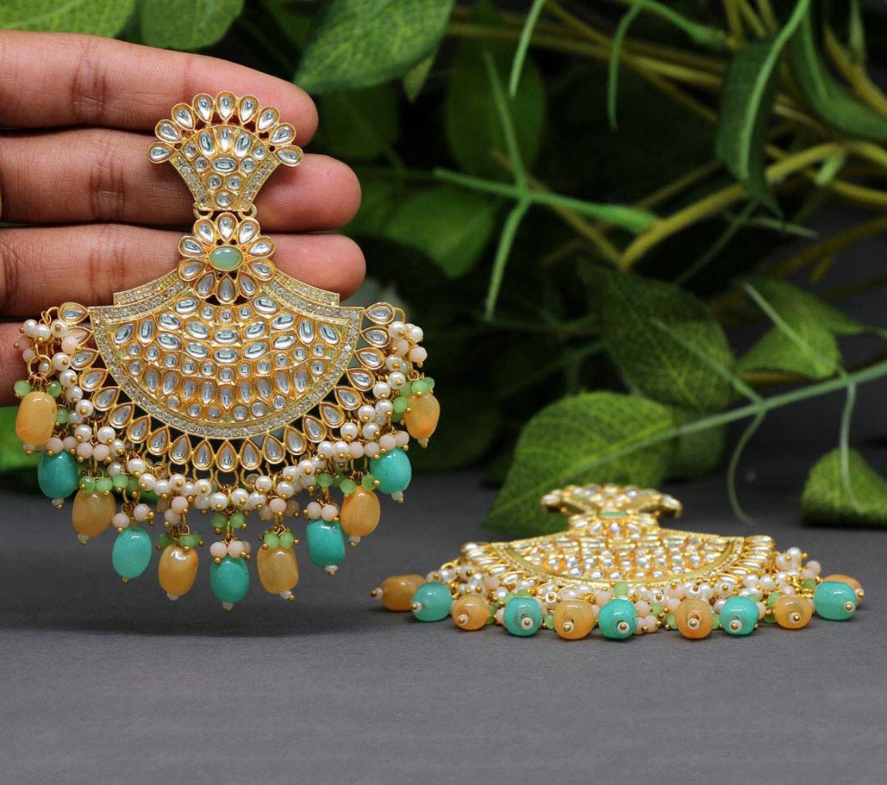 Multi color Kundan earring - DWEEP SARA