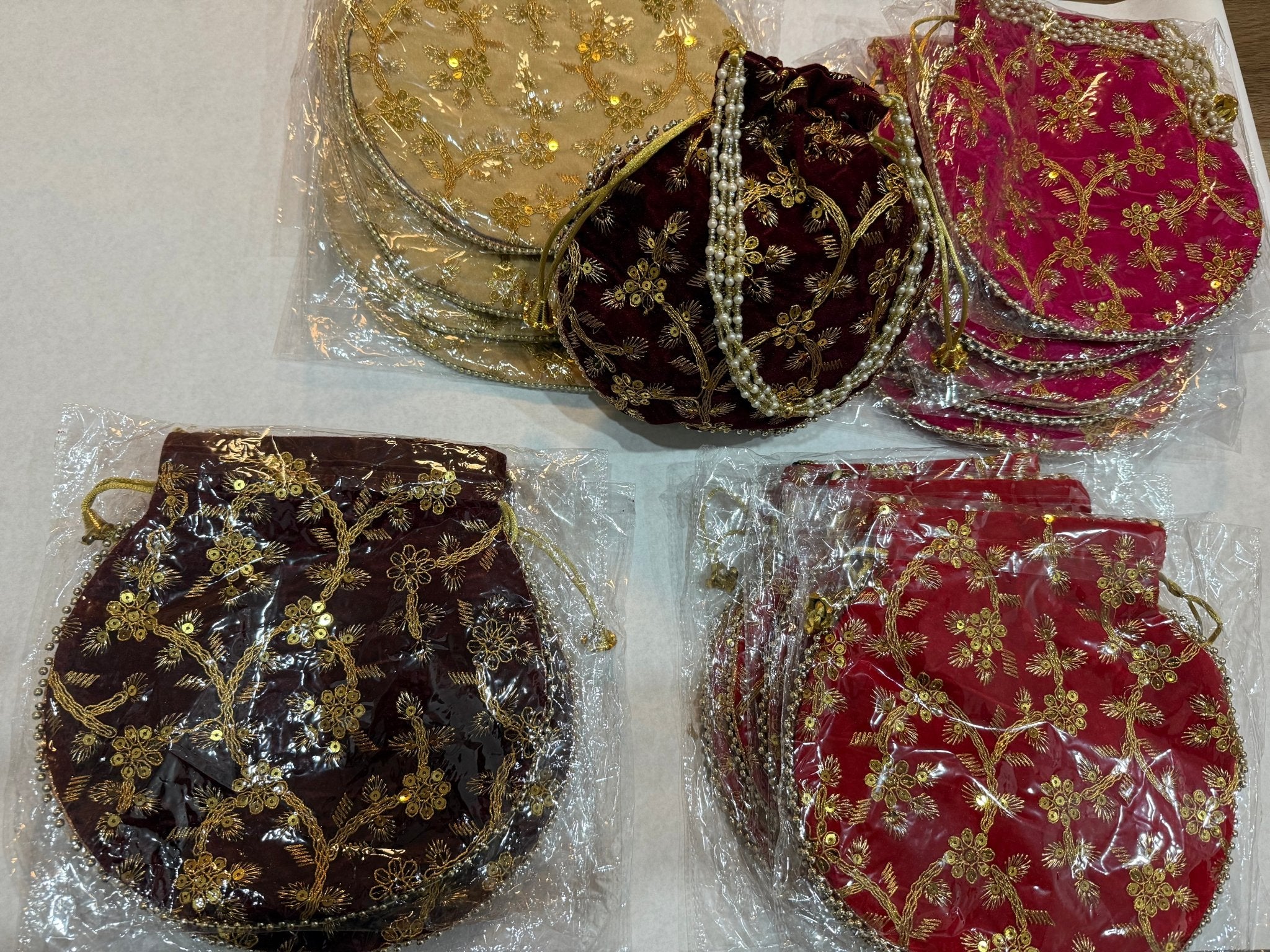 Multicolor Gorgeous Handcrafted Velvet Potli Bag with beaded chain/ Evening Bag/ Embroidered Handbag / gift - DWEEP SARA