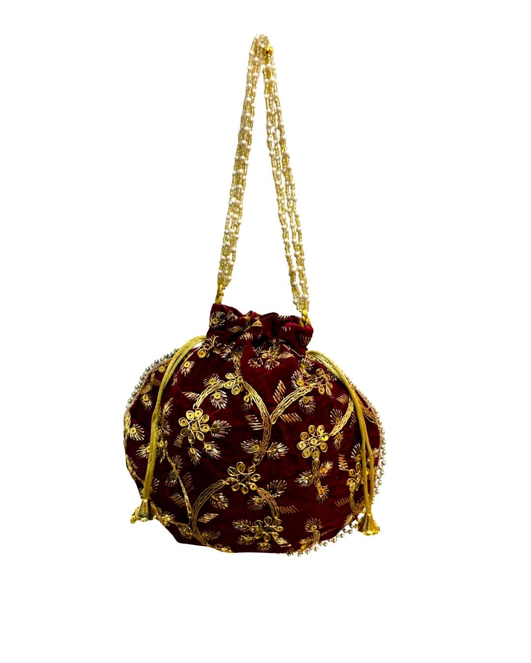 Multicolor Gorgeous Handcrafted Velvet Potli Bag with beaded chain/ Evening Bag/ Embroidered Handbag / gift - DWEEP SARA