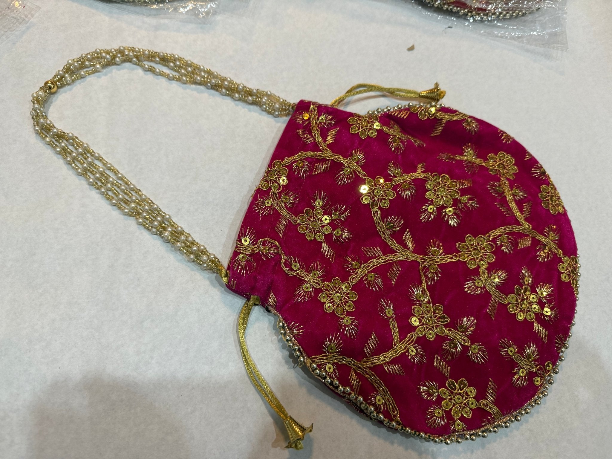 Multicolor Gorgeous Handcrafted Velvet Potli Bag with beaded chain/ Evening Bag/ Embroidered Handbag / gift - DWEEP SARA