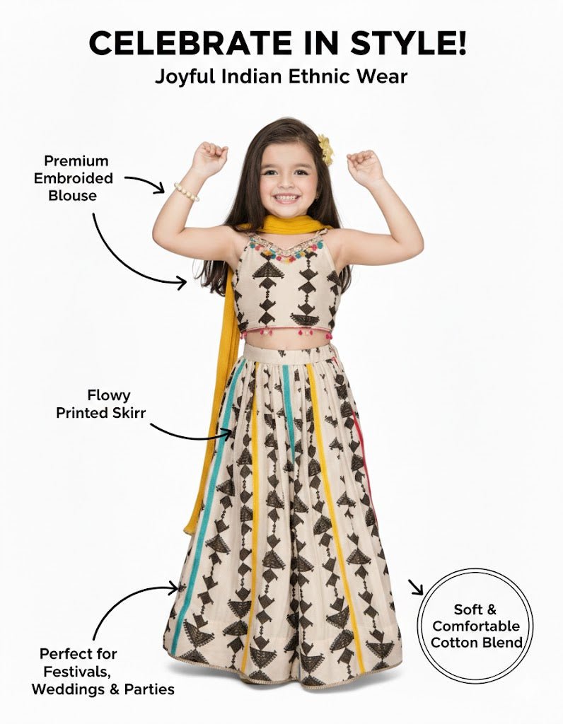 Multicolour Ethnic Lehenga Choli Set for Girls - DWEEP SARA