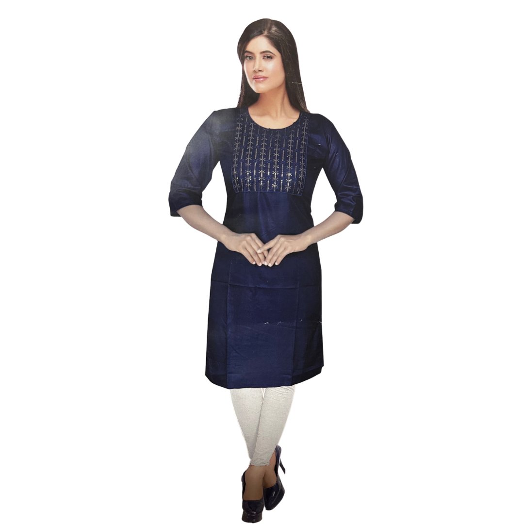 Multicoloured Rayon Indian/Pakistani Wear Mirror & Embroidered Women Ladies Kurti - DWEEP SARA