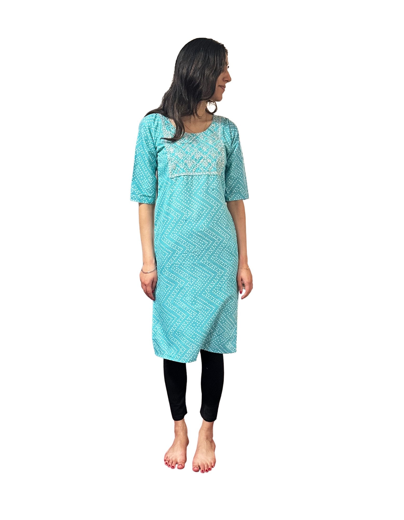 Multicoloured Rayon Indian/Pakistani Wear Mirror & Embroidered Women Ladies Kurti - DWEEP SARA