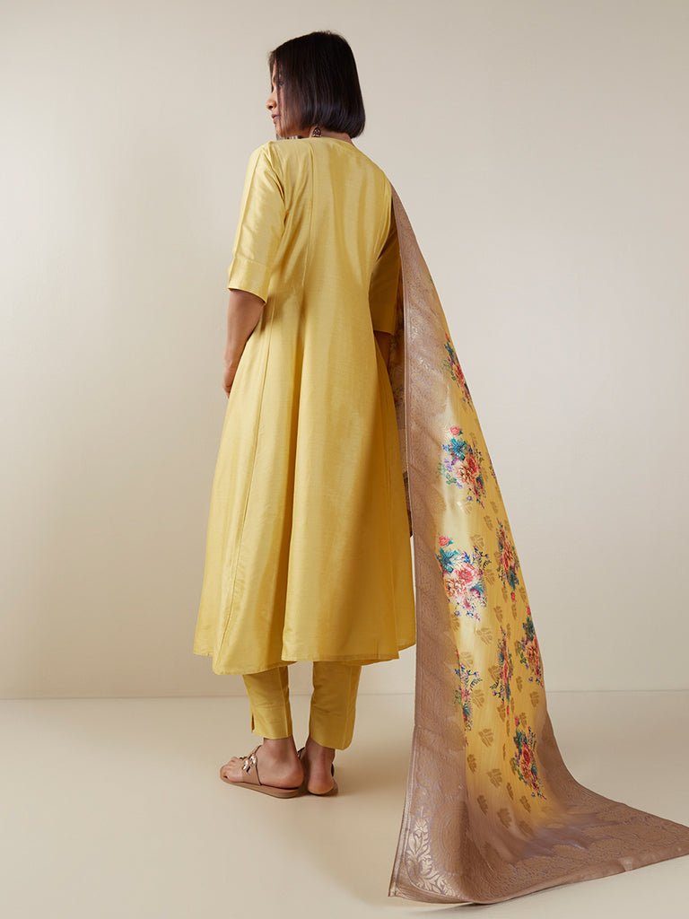 Mustard Anarkali Suit With Banarsi Dupatta - DWEEP SARA