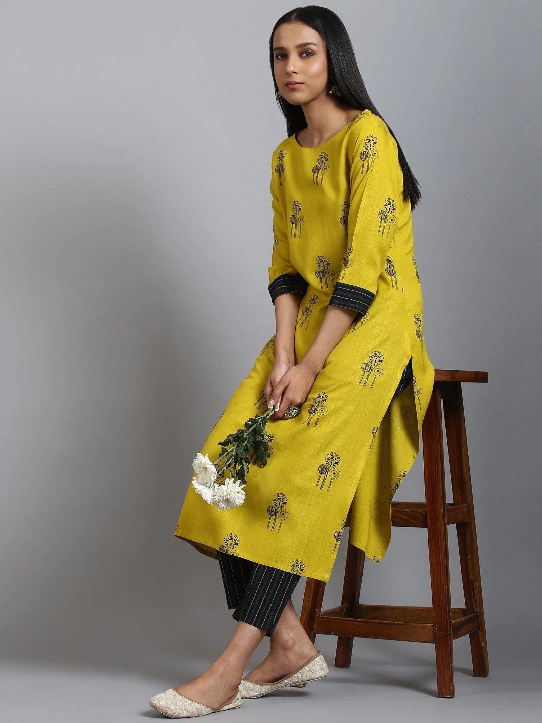 Mustard Rayon Kurta Pant Set - DWEEP SARA