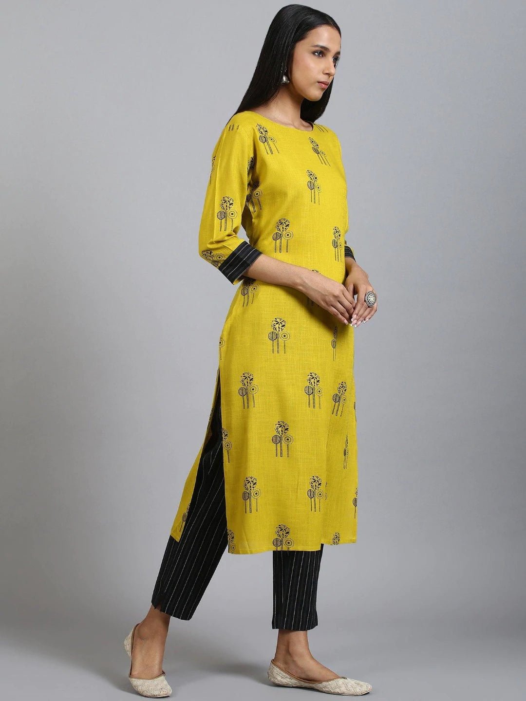 Mustard Rayon Kurta Pant Set - DWEEP SARA