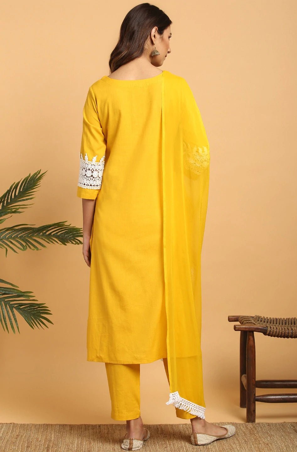 Mustard Solid Cotton Flex Suit Set - DWEEP SARA