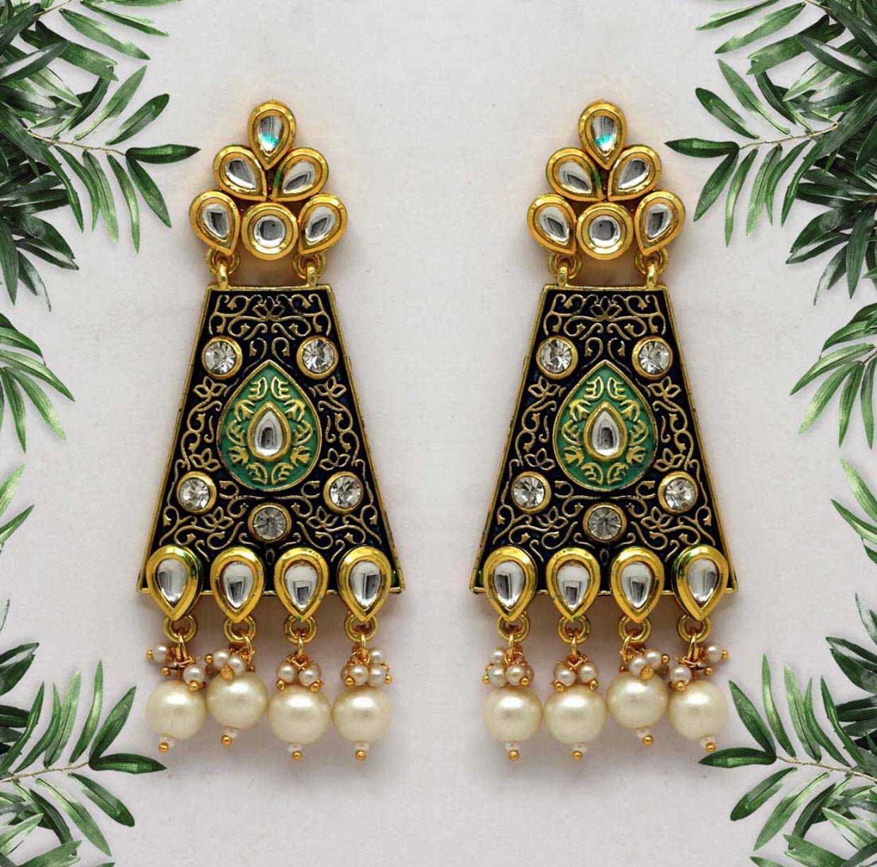 Navy blue , Purple Kundan Earring - DWEEP SARA