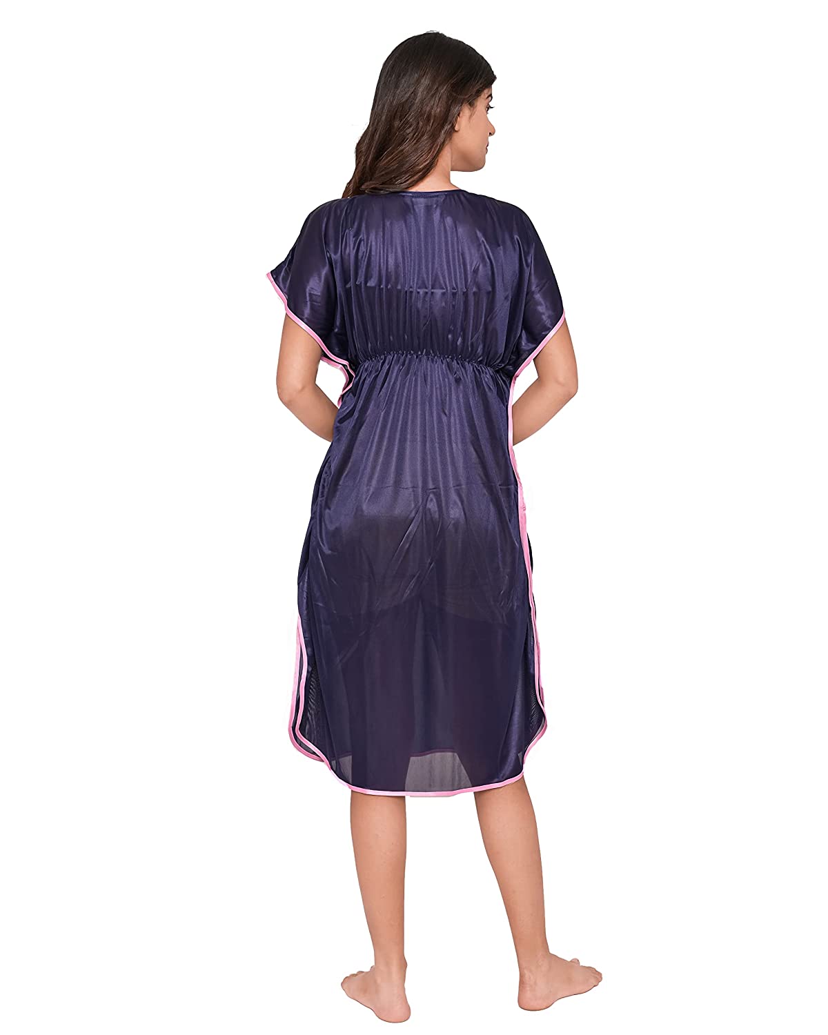 Navy Blue Satin Kaftan - DWEEP SARA