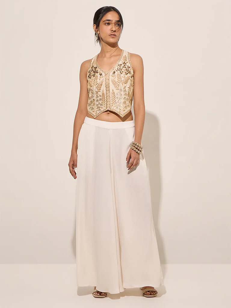 Off - White Embroidered Corset - Style Top and bottom - DWEEP SARA