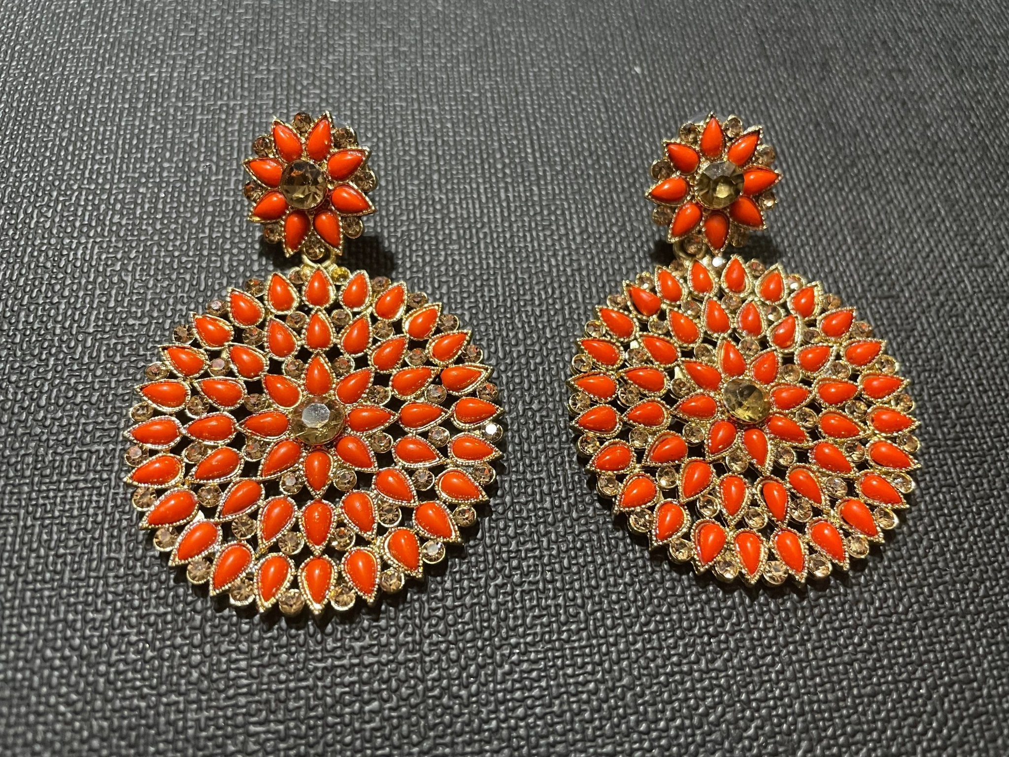 ORANGE KUNDAN EARRING - DWEEP SARA