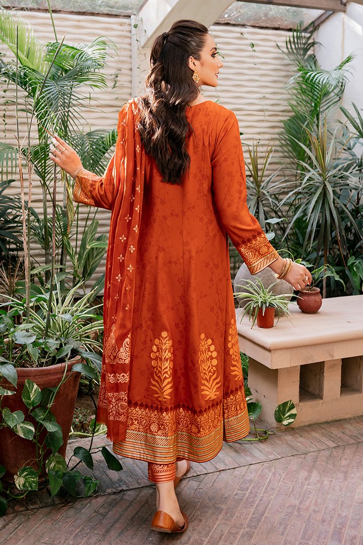 Orange Viscose Linen Suit Set - DWEEP SARA