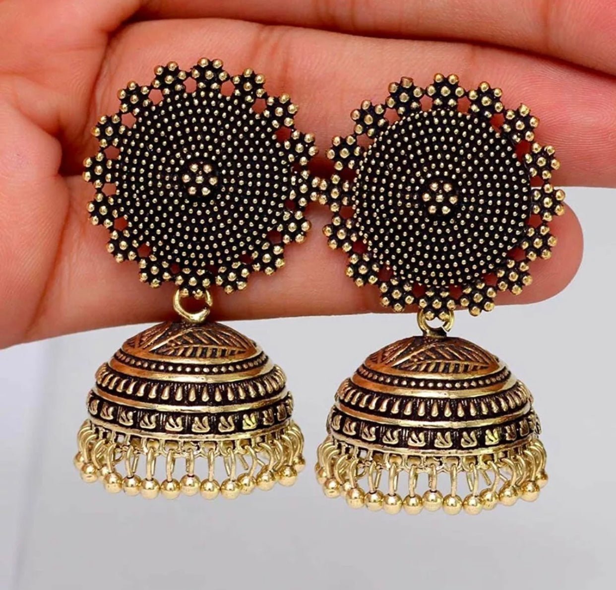 Oxidised Gold/Silver Plated Handmade Jhumka Earring - DWEEP SARA