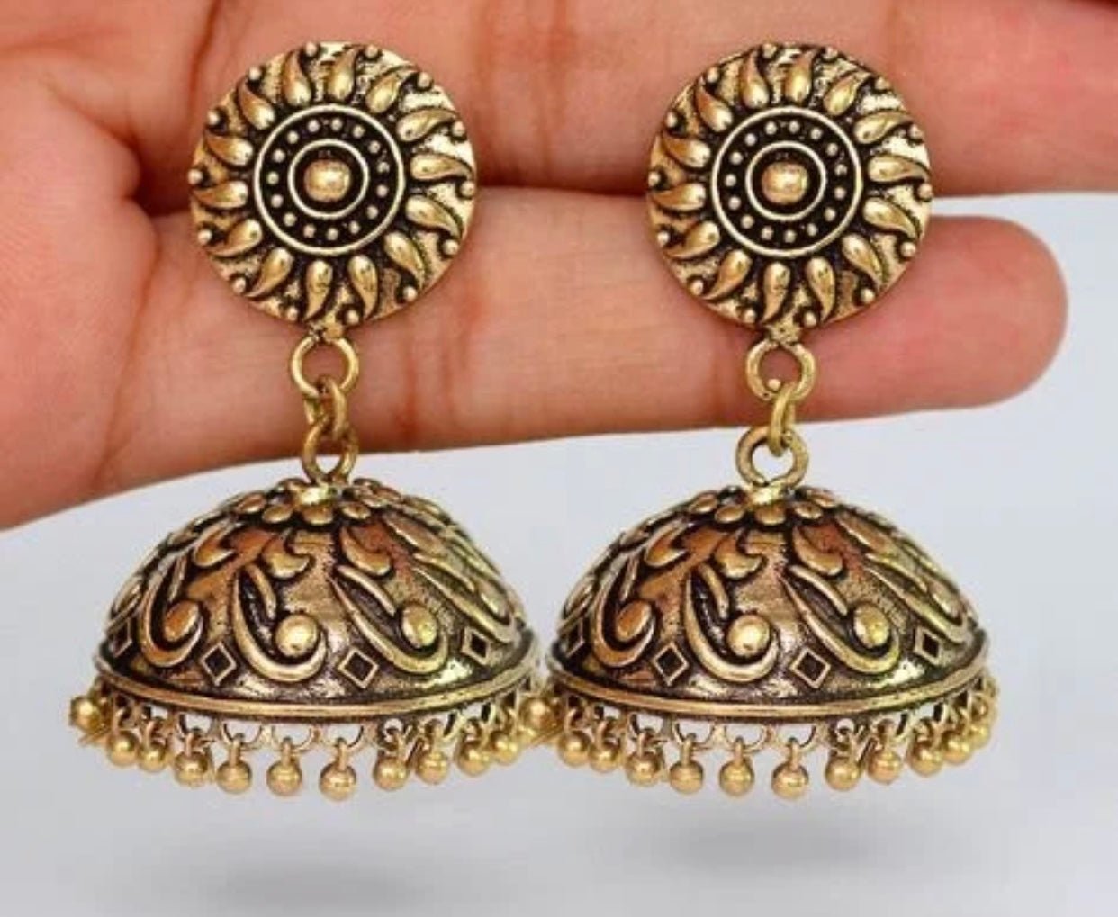 Oxidized Gold Plated Jhumka - DWEEP SARA