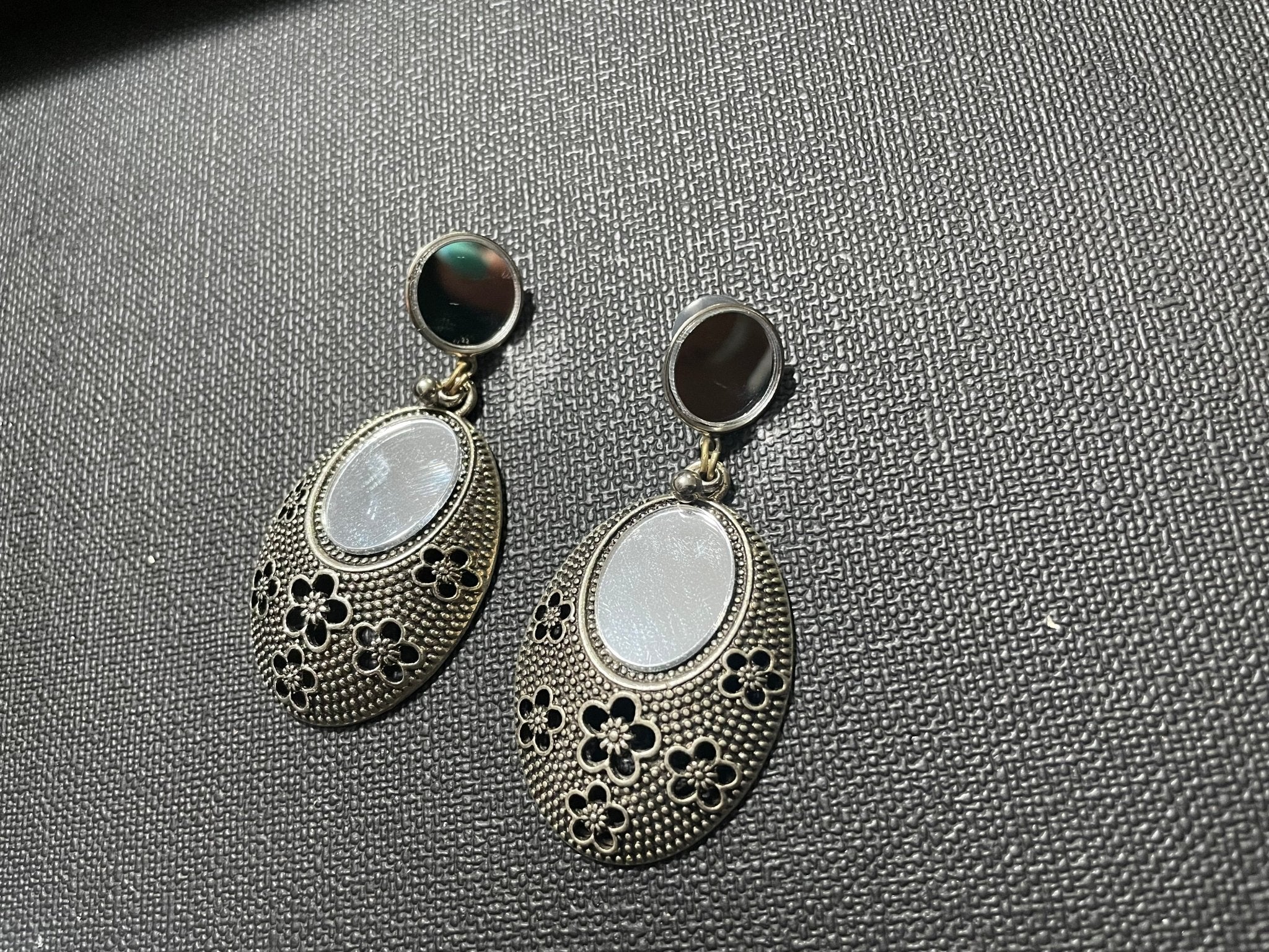 OXIDIZED MIRROR EARRINGS - DWEEP SARA