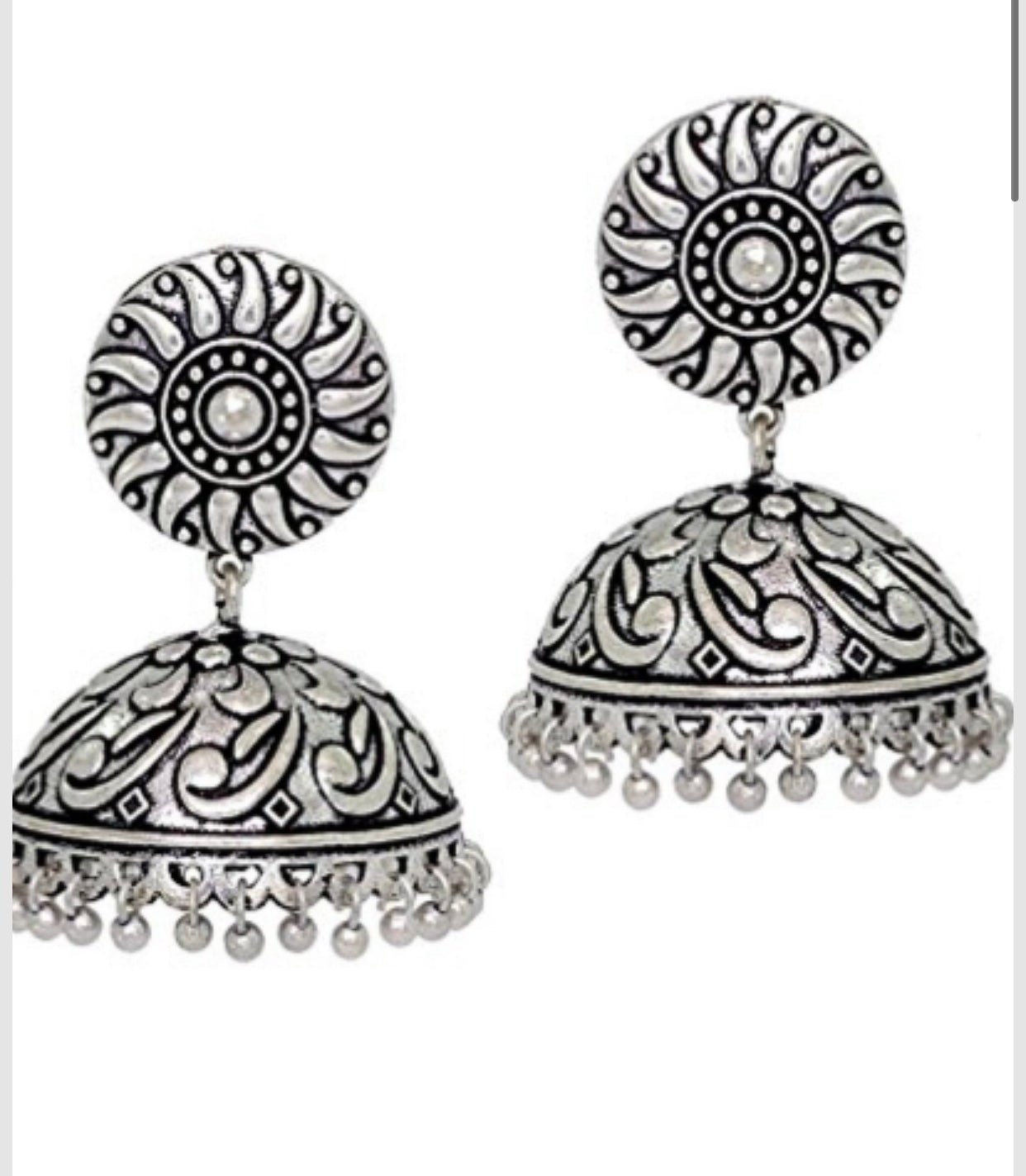 Oxidized Silver Tone Platted Jhumki Earring - DWEEP SARA