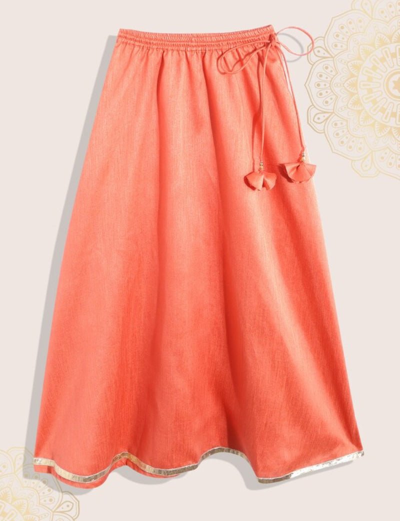 Peach Art Silk Kids Lehenga Set - DWEEP SARA