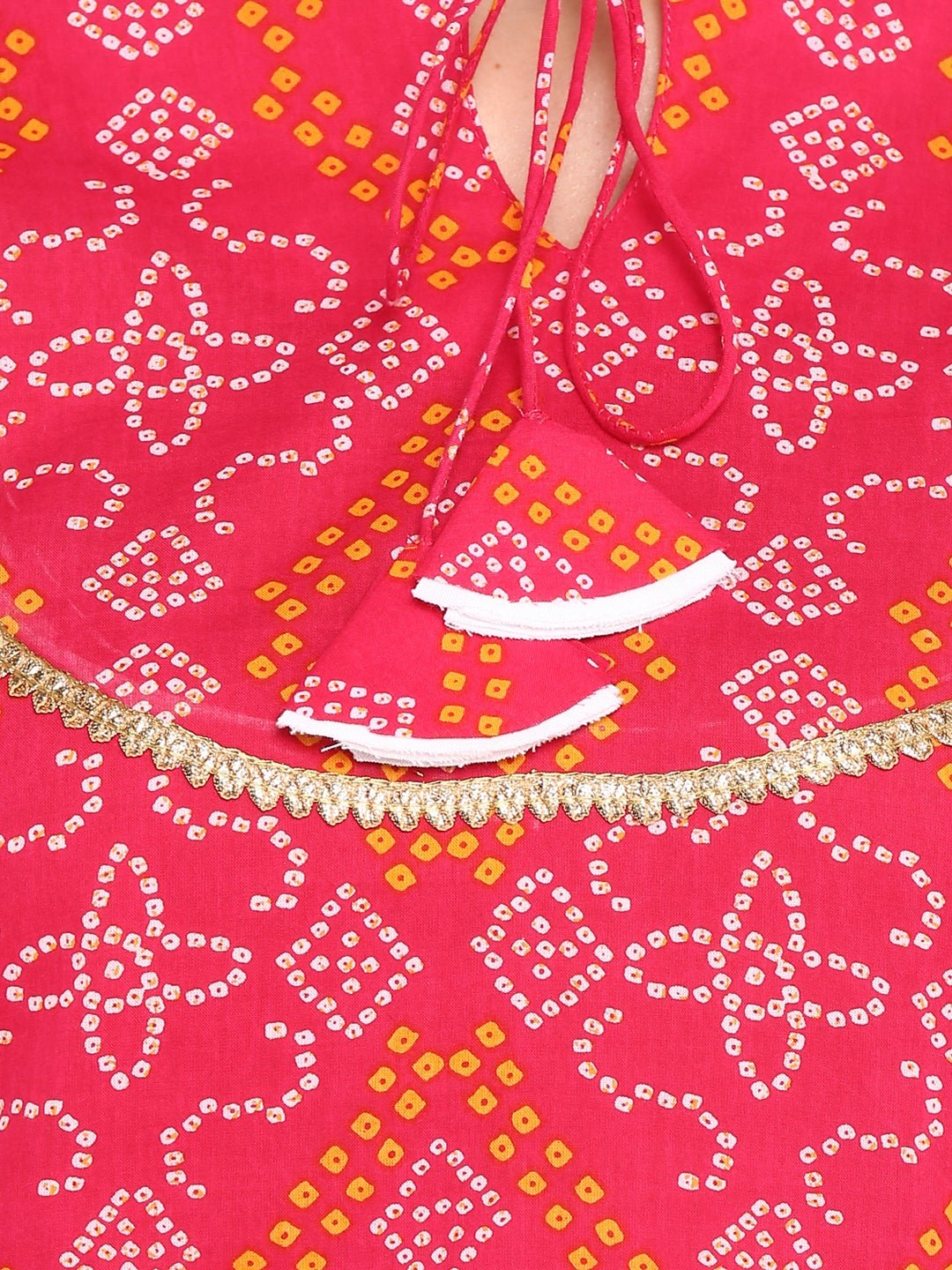 Pink Bandhani Cotton Kurta Pant Set - DWEEP SARA