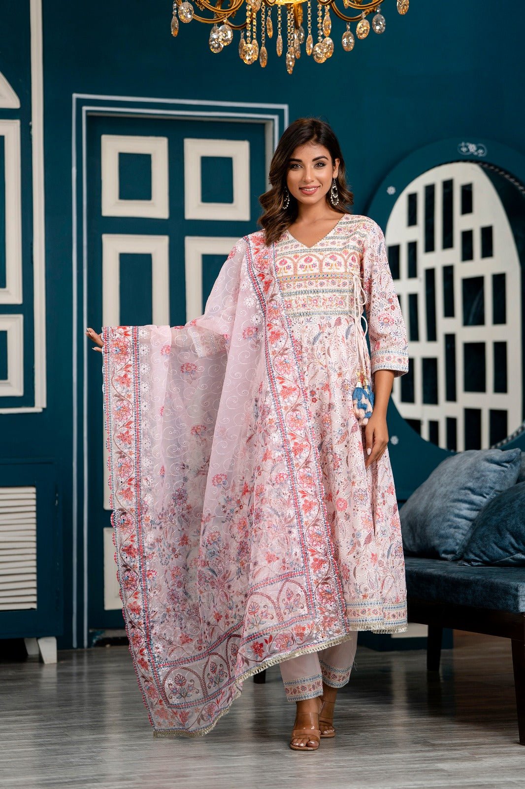 Pink Chikankari Design Embroidered Suit Set - DWEEP SARA