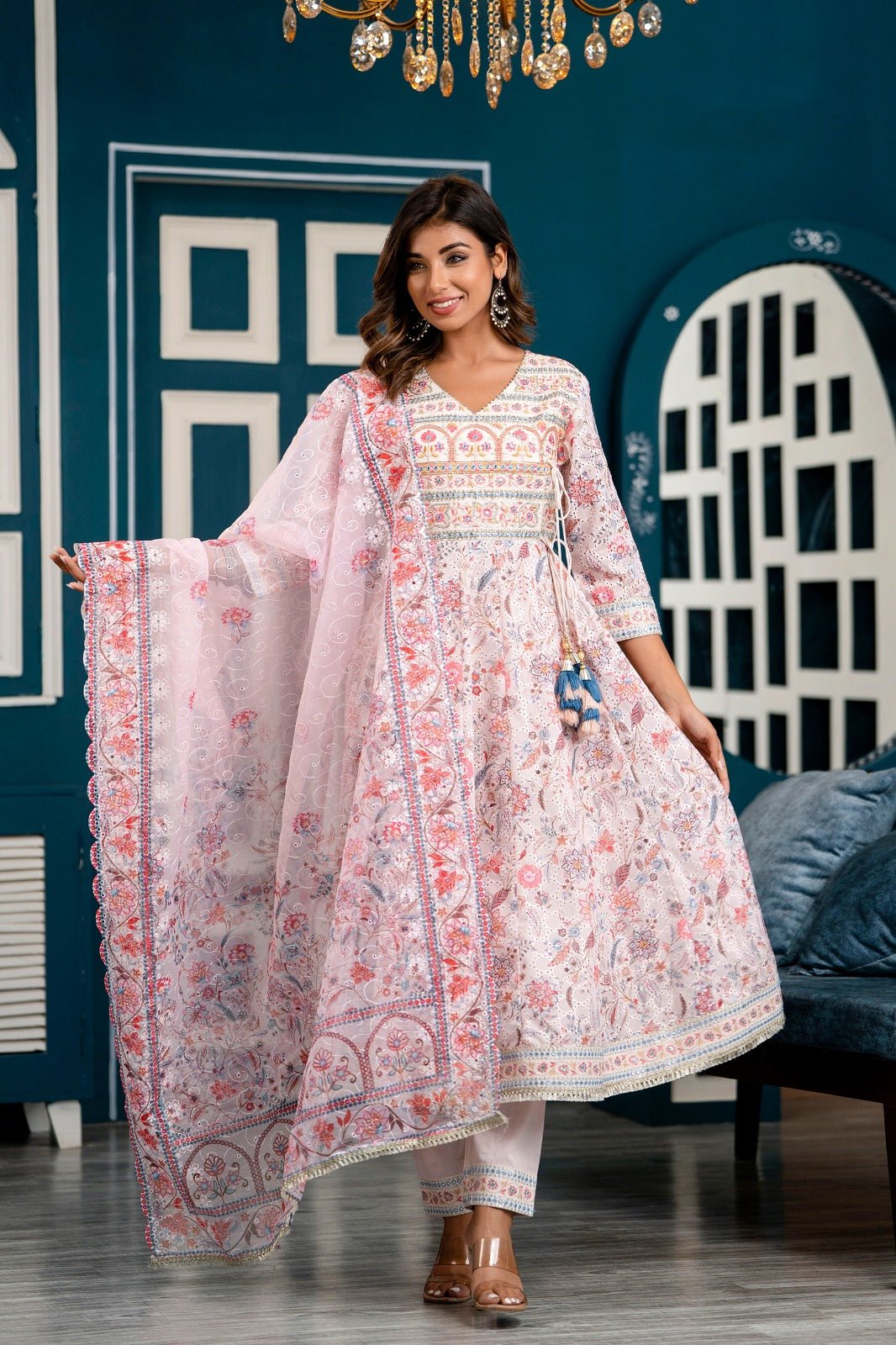 Pink Chikankari Design Embroidered Suit Set - DWEEP SARA