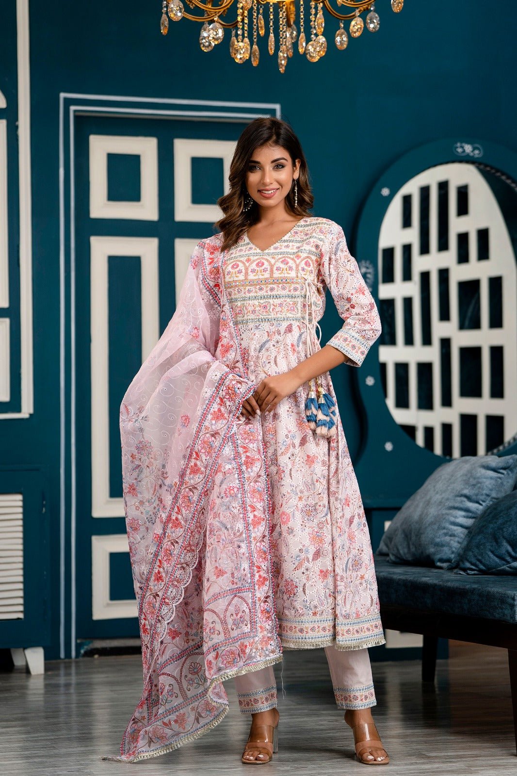 Pink Chikankari Design Embroidered Suit Set - DWEEP SARA