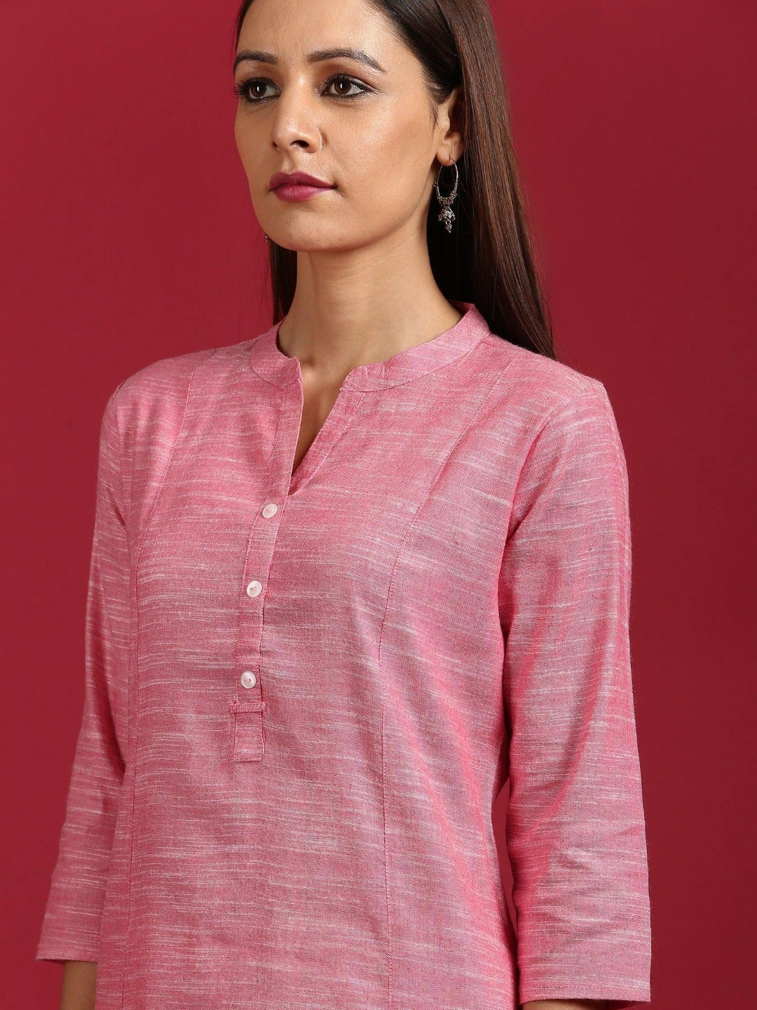 Pink Cotton Flex Straight Kurta - DWEEP SARA