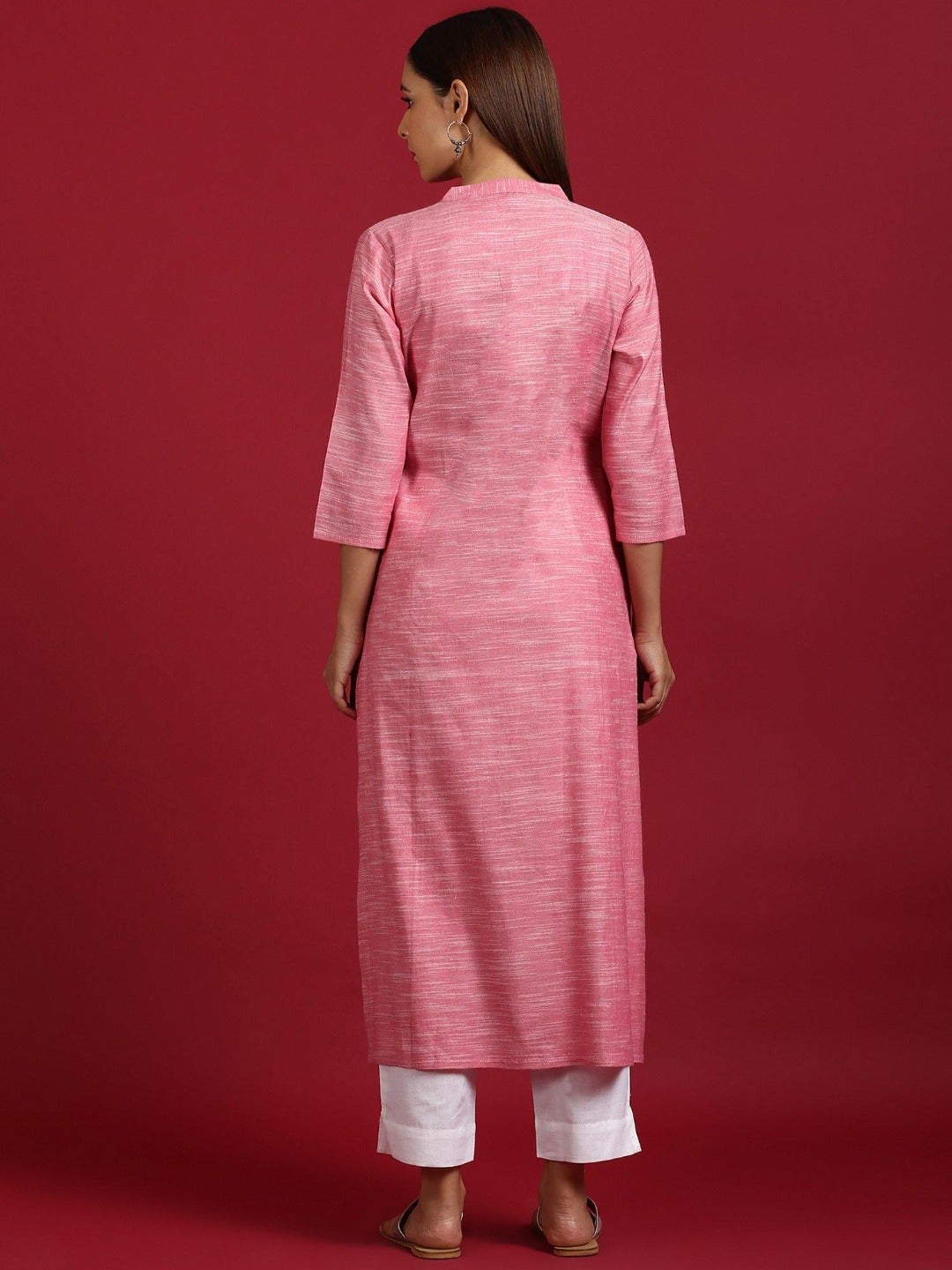 Pink Cotton Flex Straight Kurta - DWEEP SARA