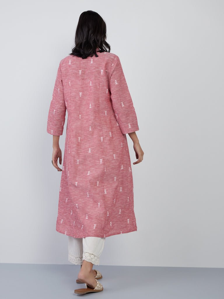 Pink Melange Printed Pocket Kurta - DWEEP SARA