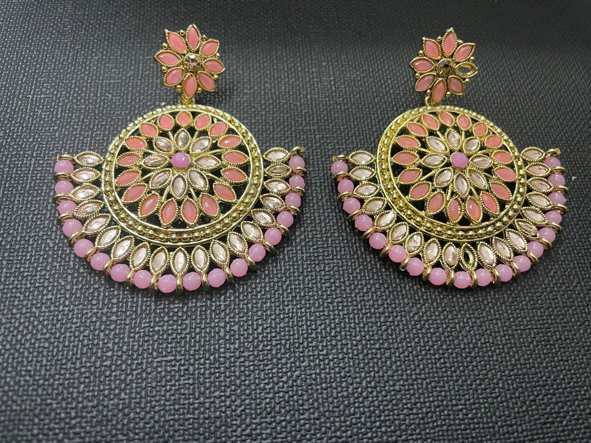 PINK & PEACH KUNDAN EARRING - DWEEP SARA