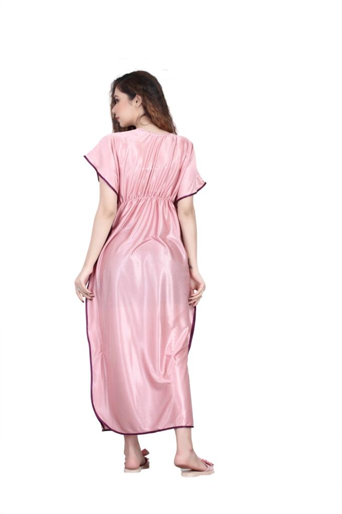 Pink Satin Kaftan Gown - DWEEP SARA