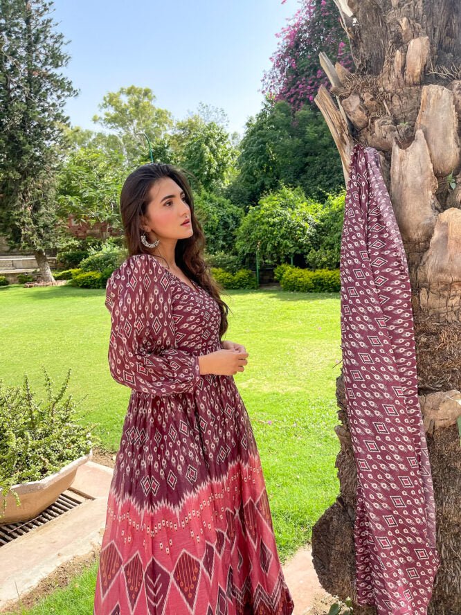 PRINTED CHANDERI SUIT SET - DWEEP SARA