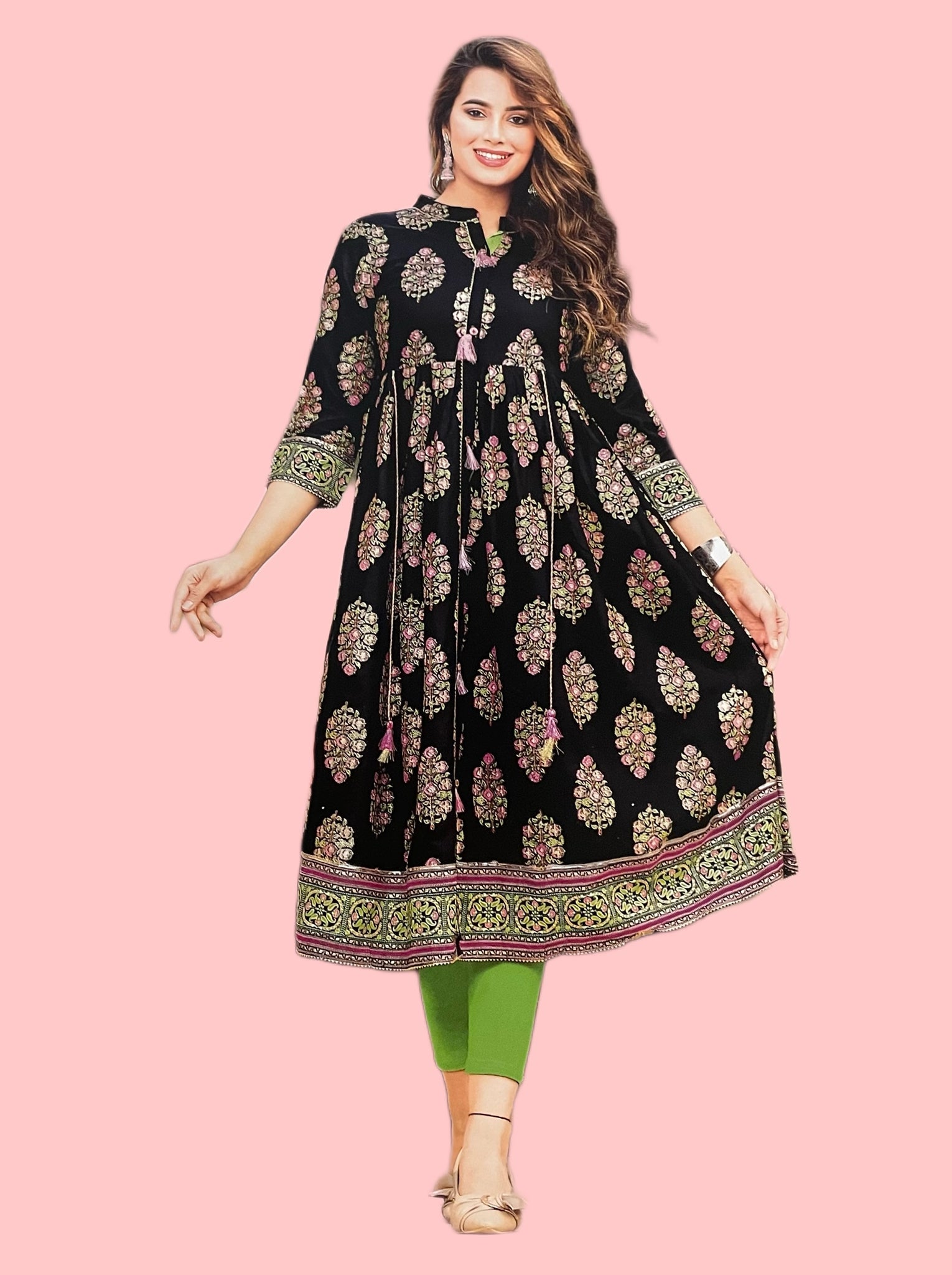 Printed Flared Rayon Kurta/Dress - DWEEP SARA