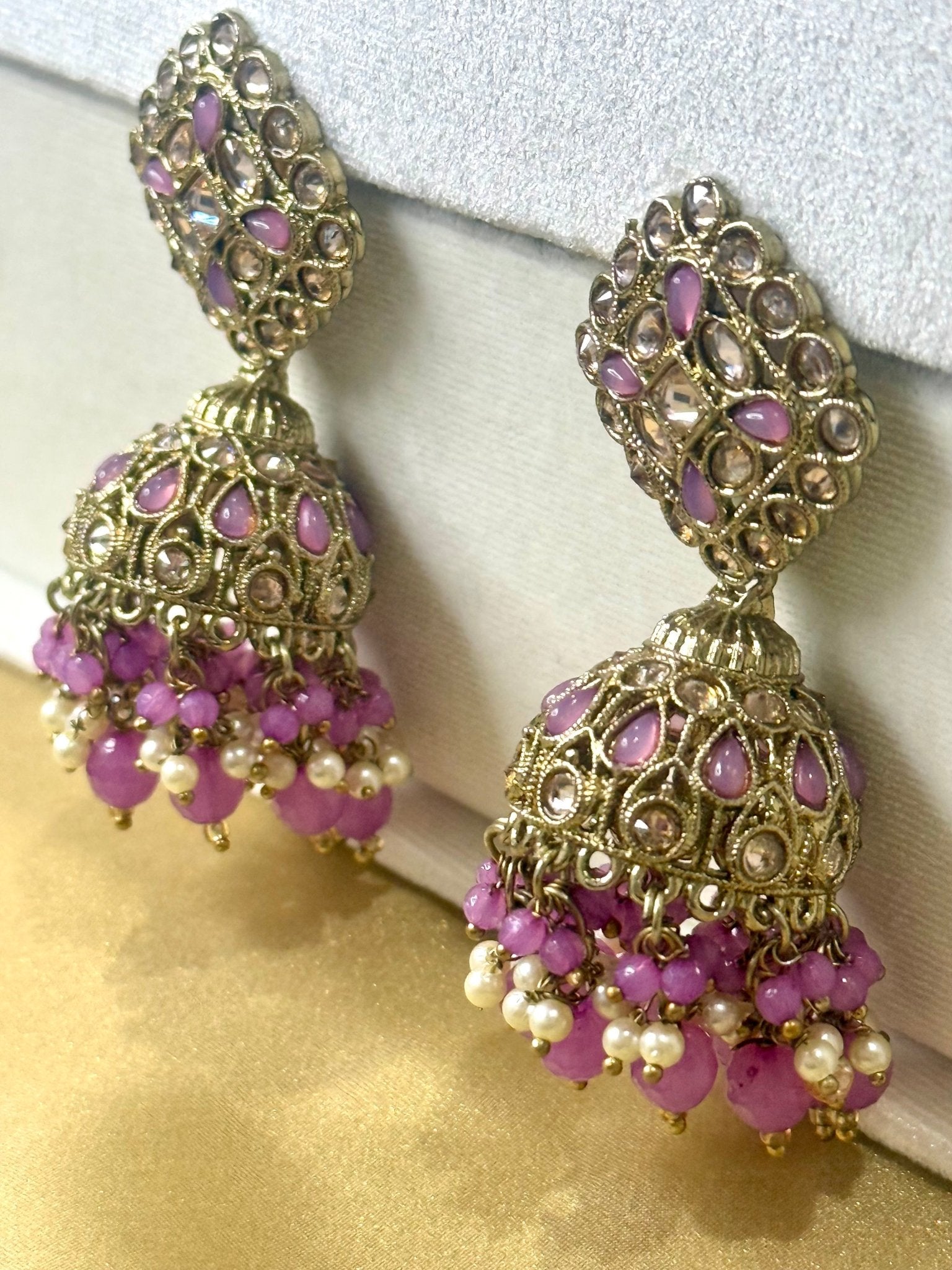 Purple Kundan Jhumki Earrings - DWEEP SARA