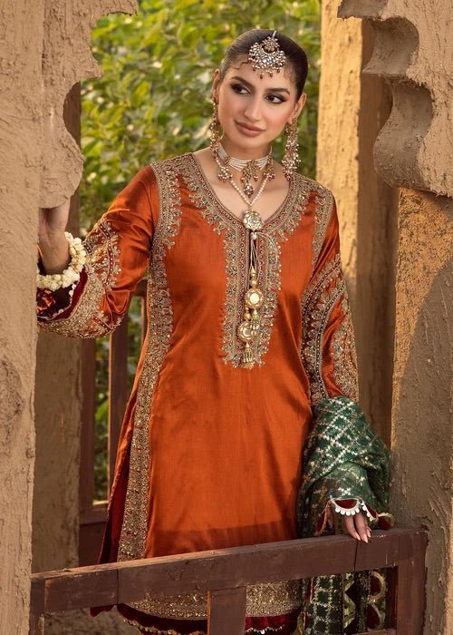 Raw Silk Embroidered Gharara Suit Set - DWEEP SARA