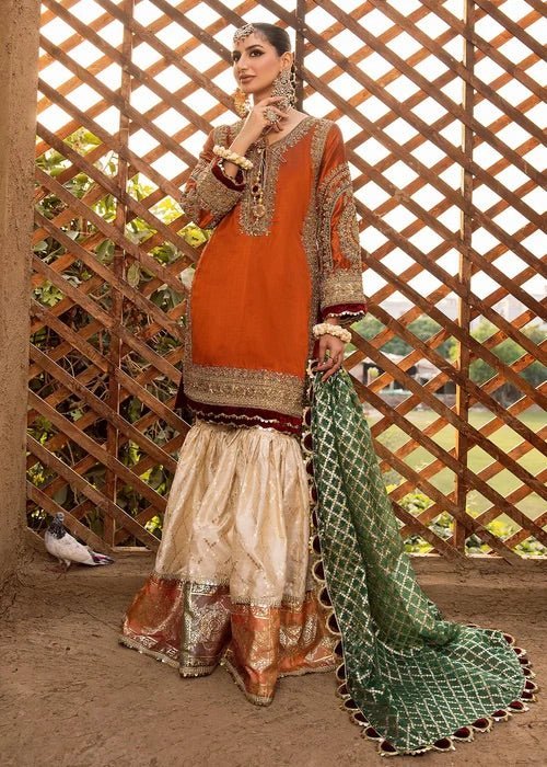 Raw Silk Embroidered Gharara Suit Set - DWEEP SARA