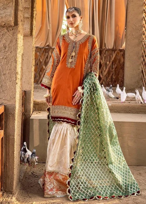 Raw Silk Embroidered Gharara Suit Set - DWEEP SARA