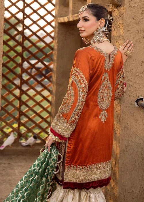 Raw Silk Embroidered Gharara Suit Set - DWEEP SARA