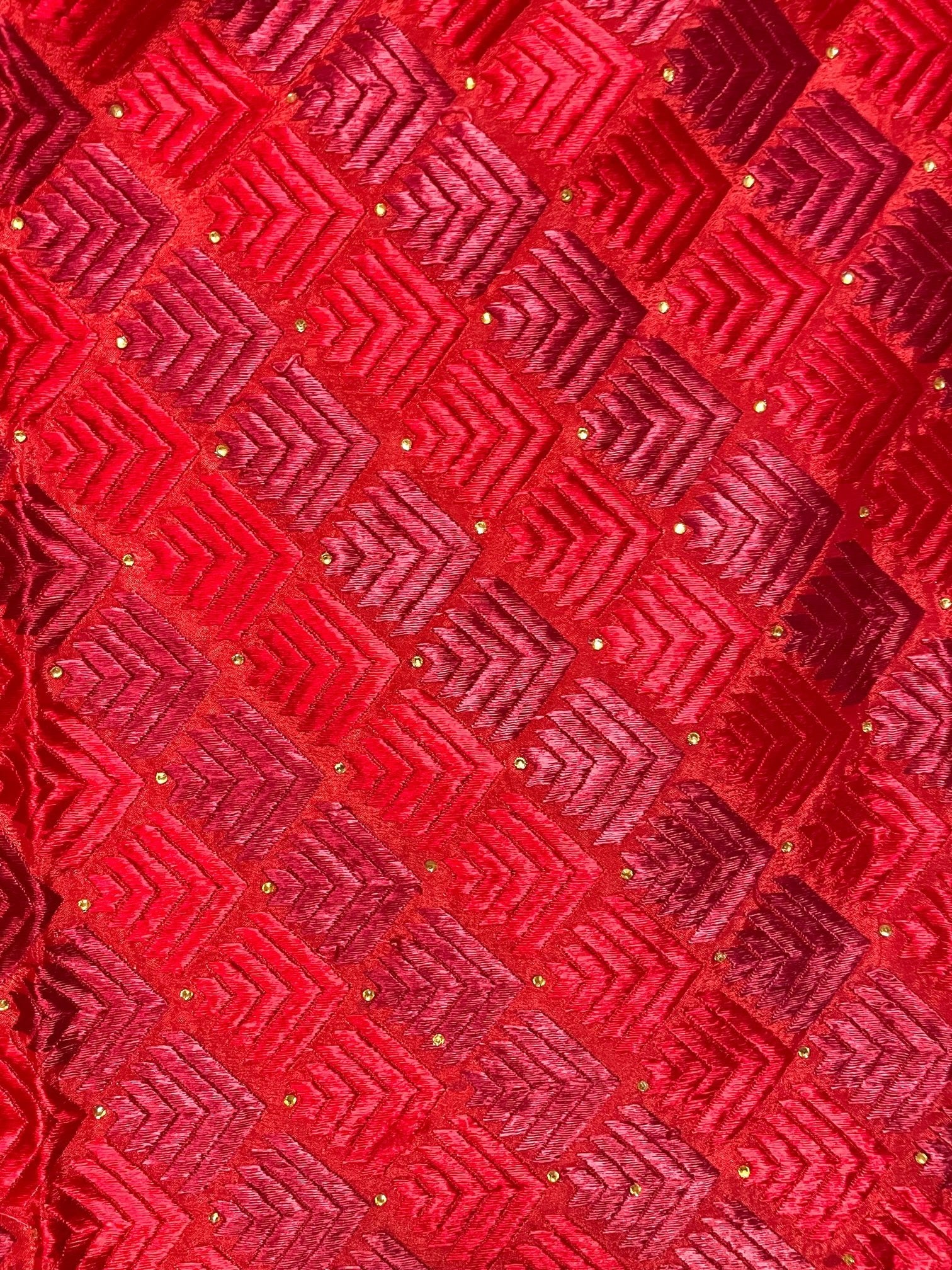 Red Chinnon Stone Lace Work Phulkari - DWEEP SARA