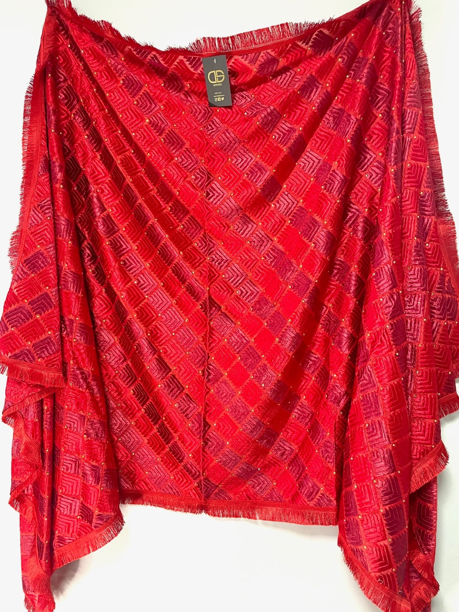 Red Chinnon Stone Lace Work Phulkari - DWEEP SARA