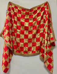Red & Gold Embroidered Dupatta - DWEEP SARA