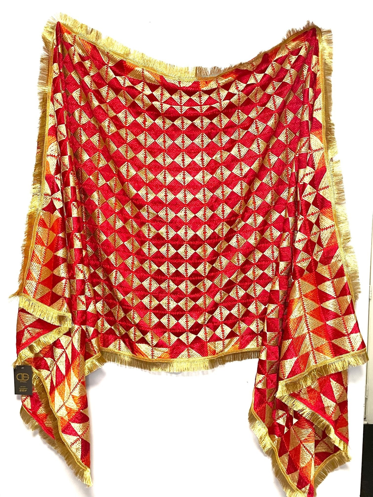 Red & Gold Handmade Gotta Work Phulkari - DWEEP SARA