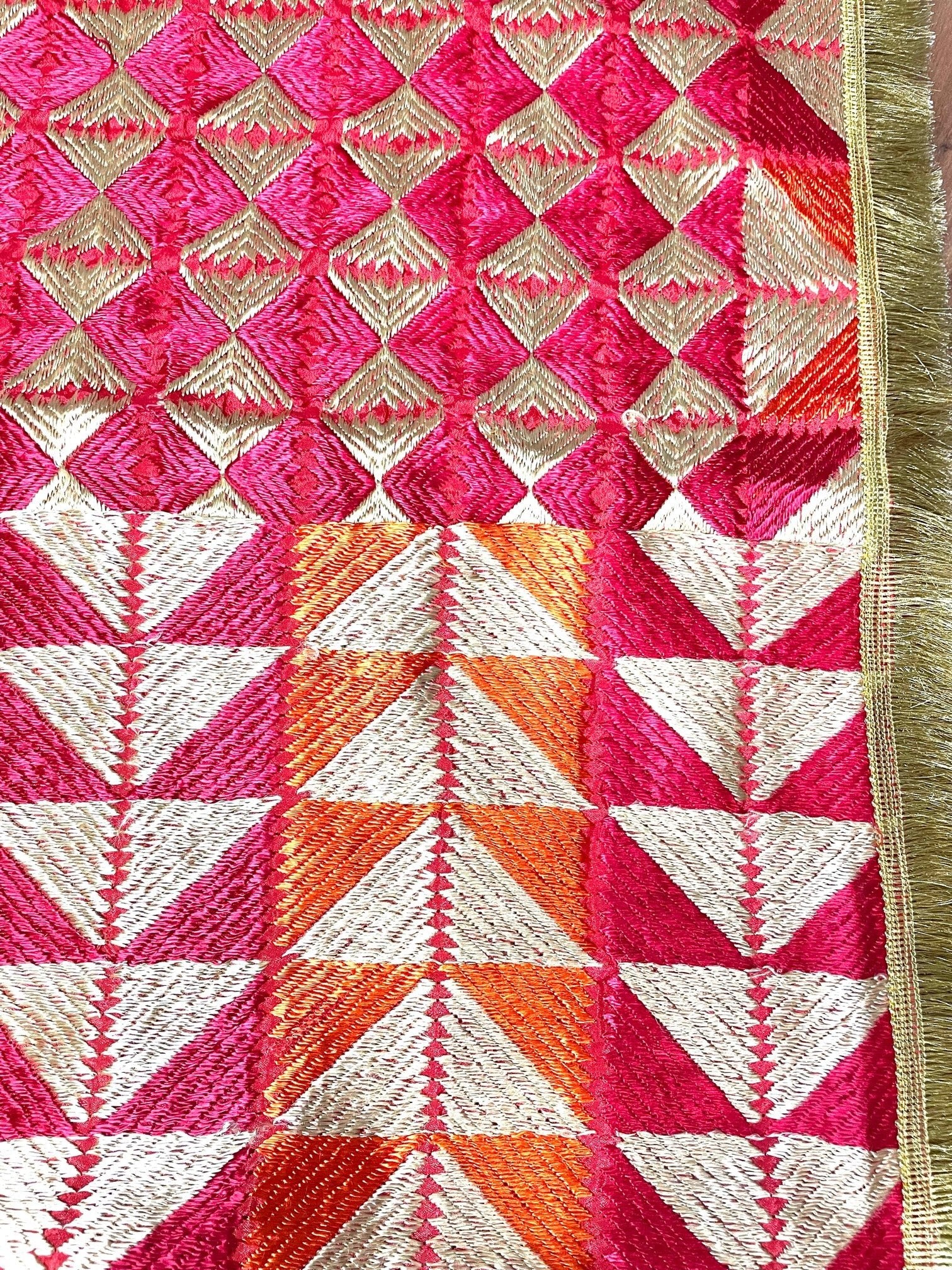 Red & Gold Handmade Gotta Work Phulkari - DWEEP SARA