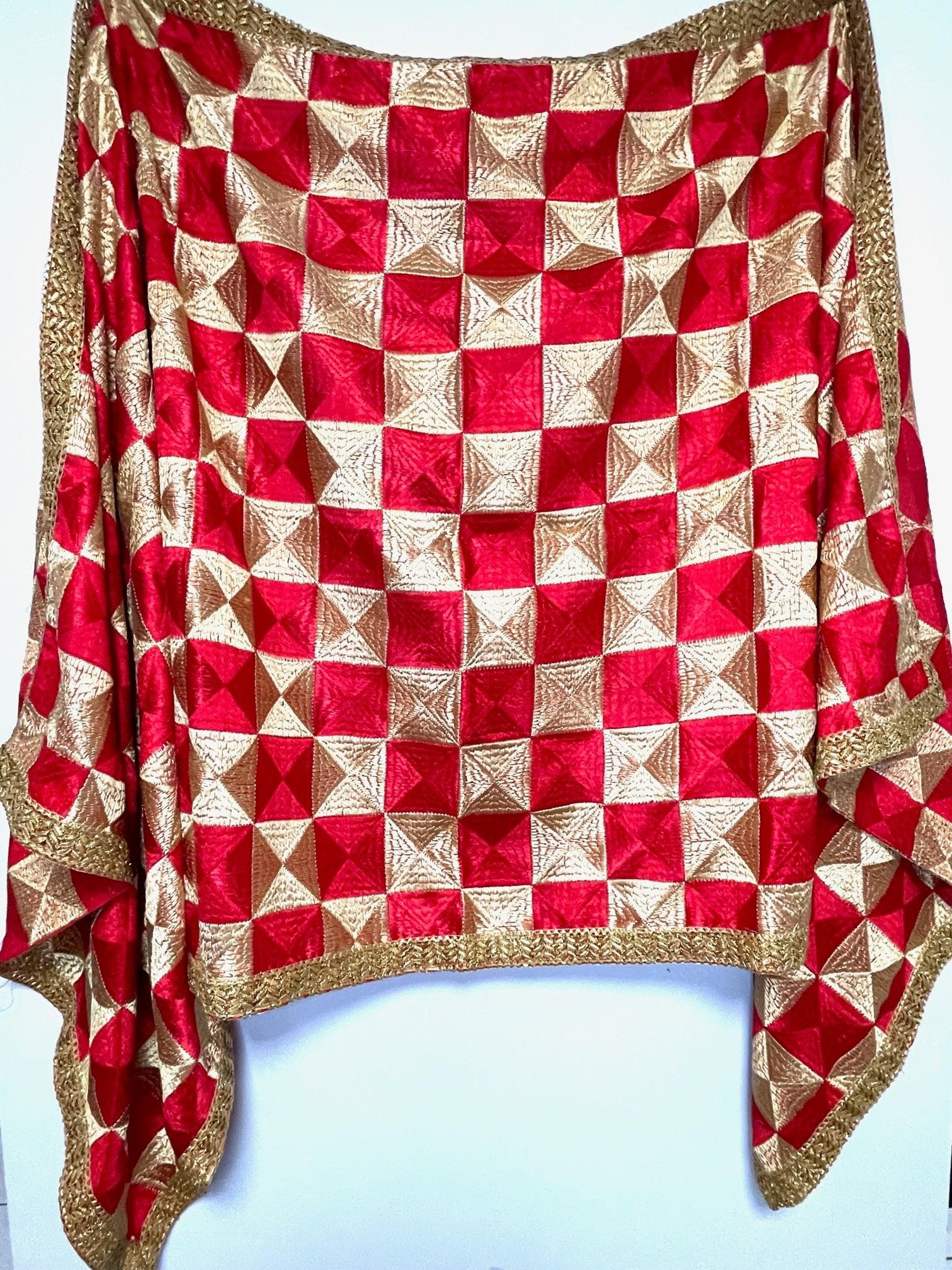 Red & Gold Resham Thread Full Jaal Phulkari - DWEEP SARA