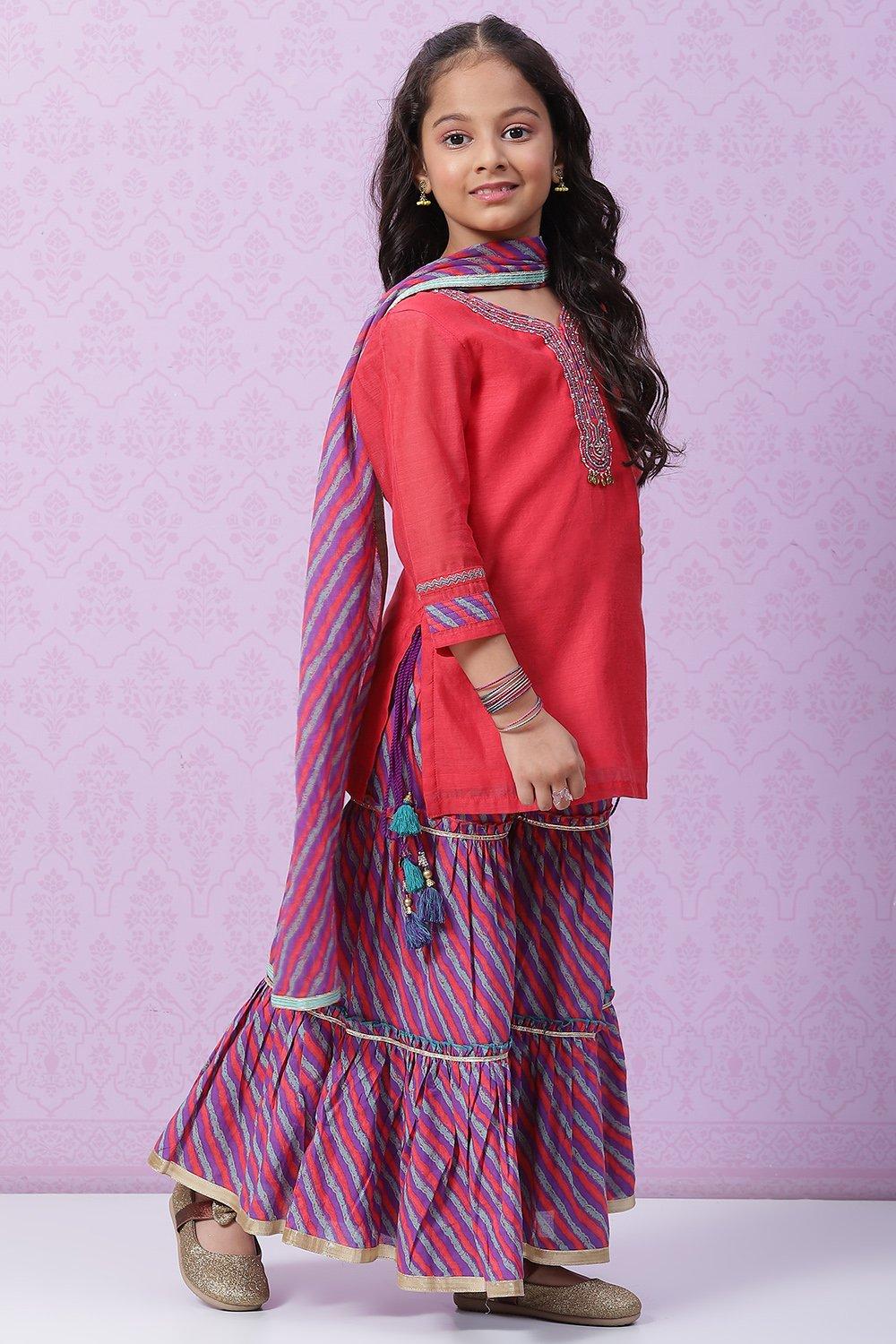 Red & Purple Gharara Suit Set - DWEEP SARA