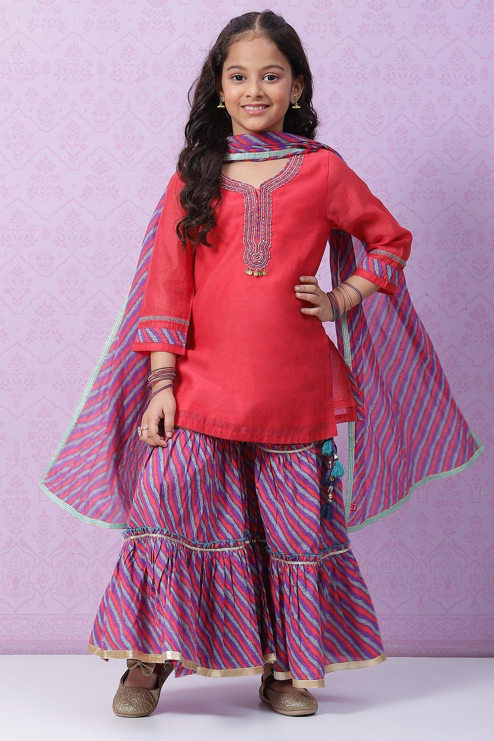 Red & Purple Gharara Suit Set - DWEEP SARA